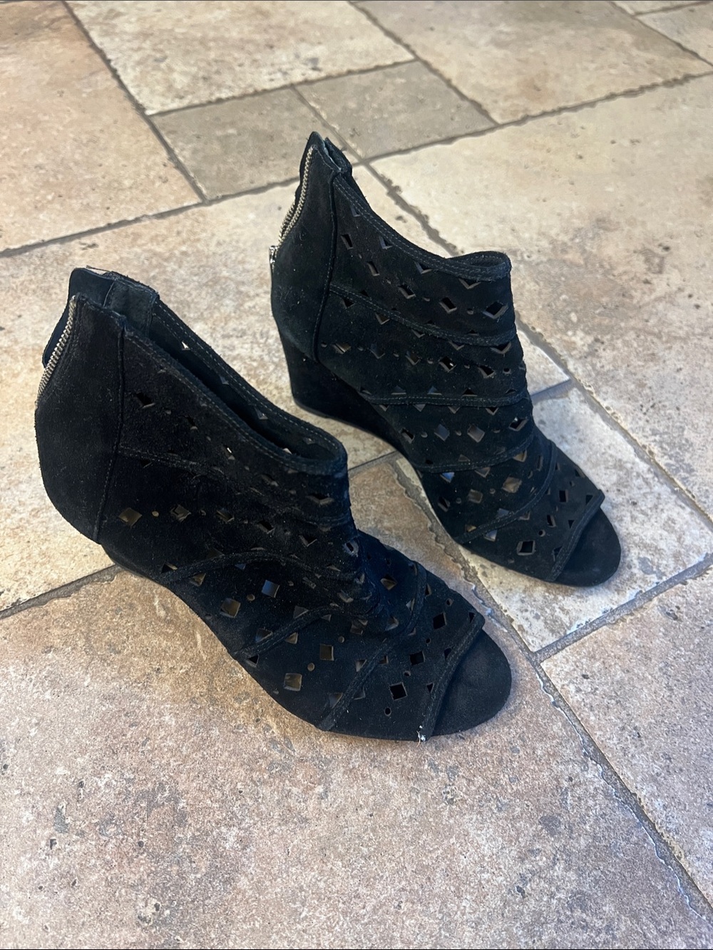Michael Kors Black Cutout Peep-Toe Wedge Booties - Women's